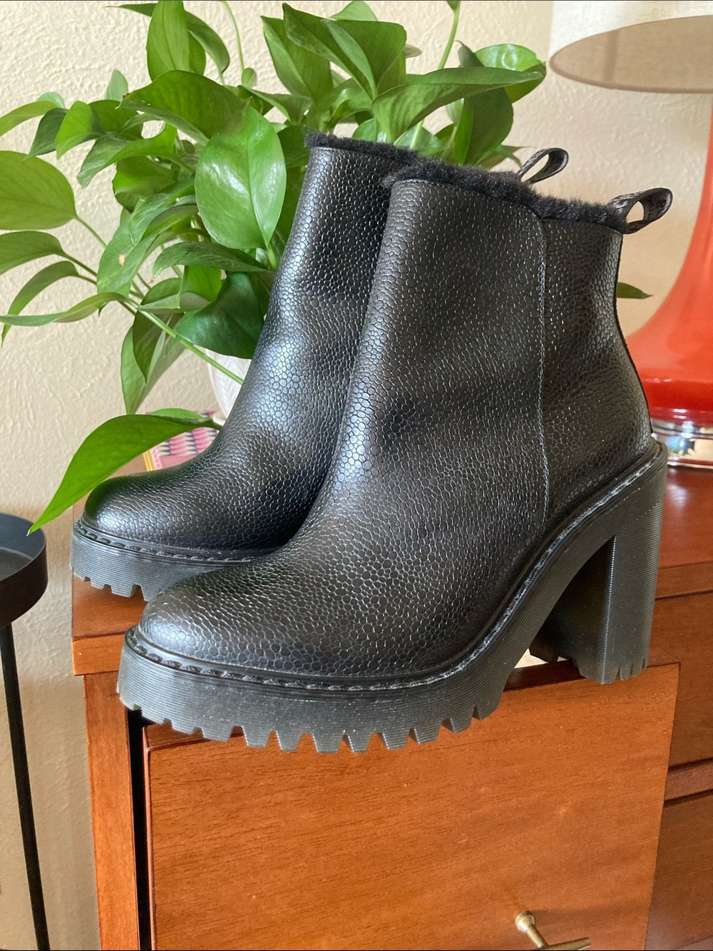 Dr. Martens Black Chunky Lug Heel Ankle Booties